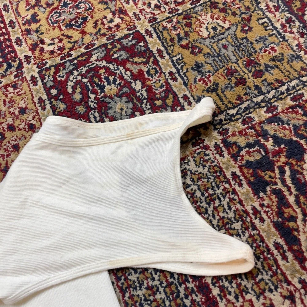 VTG 60s Towncraft JCPenney White Ribbed Tank Top Undershirt M Cotton Blend USA